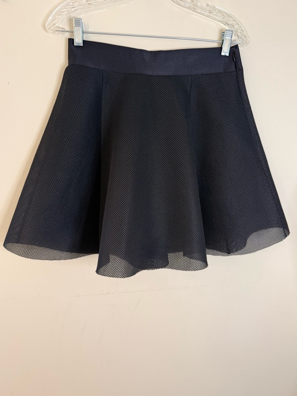 Express black mesh chic full skater mini skirt SZ M - Picture 3 of 10